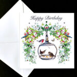 A Happy Birthday– Garden Bird Feeder Handpainted Card - Image 2