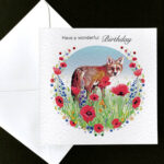 A Happy Birthday - Fox with Summer Poppies Handmade Card - Image 3