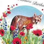 A Happy Birthday - Fox with Summer Poppies Handmade Card - Image 2